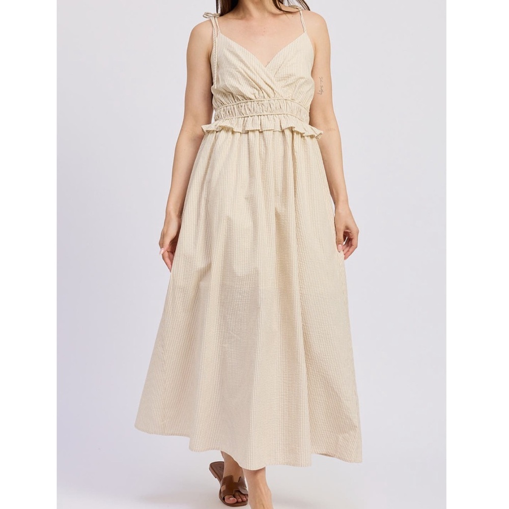 En Saison Brown Stripe Midi Dress